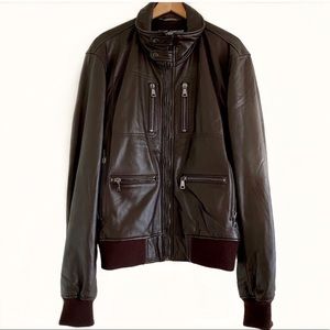 Dolce & Gabbana Moto/Bomber Leather Jacket.